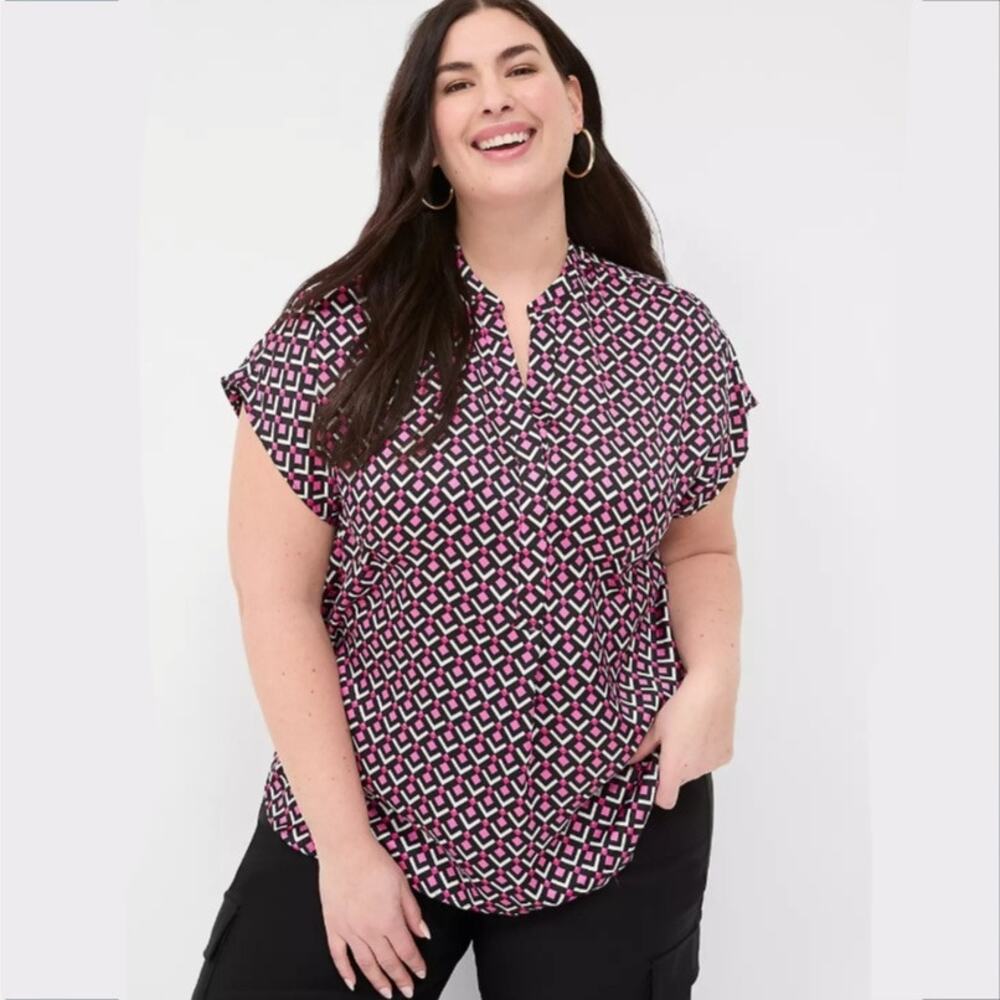 Women Lane Bryant Cap Sleeve Blouse Top 22 2X Flowy Career Casual Classic NEW
